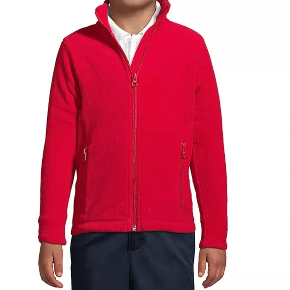Lands' End Kids Full Zip Mid Weight Fleece Jacket Classic Warm Cozy‎ Winter